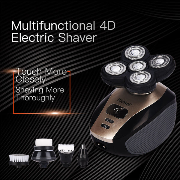 Kemei Electric Shavers 5D Floating Heads Washable Beard Trimmer Razor Multifunction Hair Clipper Rechargeable Shaving Machine