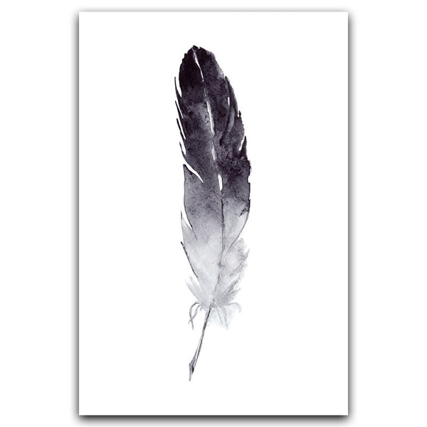 Black and White Dandelion Feathers Wall Art Canvas