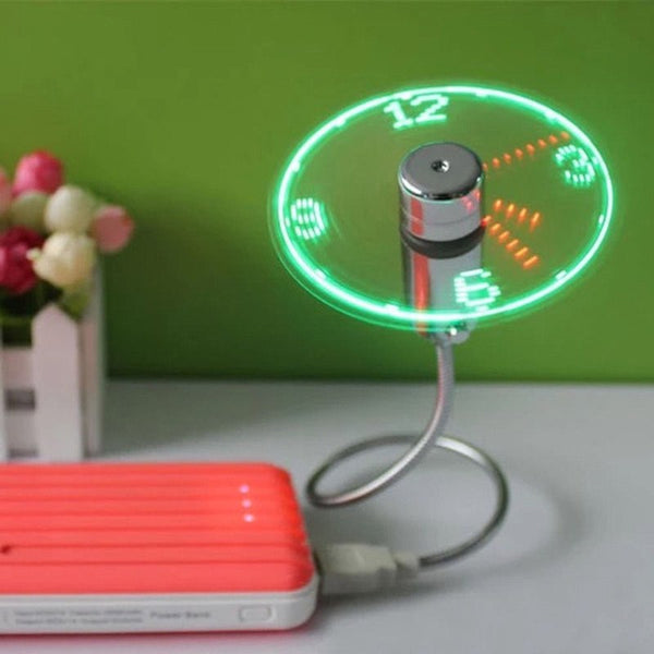 Hand Mini USB Fan portable gadgets Flexible Gooseneck LED Clock Cool For laptop PC Notebook real Time Display durable Adjustable