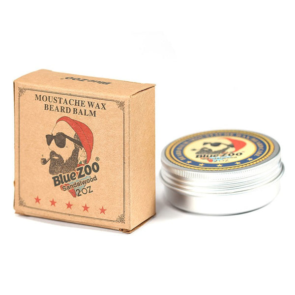 Blue ZOO Men Organic Beard Oil Balm Moustache Wax Styling Beeswax Moisturizing Smoothing Gentlemen Beard Care Natural Beard Balm