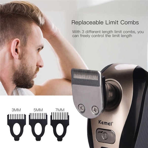 Kemei Electric Shavers 5D Floating Heads Washable Beard Trimmer Razor Multifunction Hair Clipper Rechargeable Shaving Machine