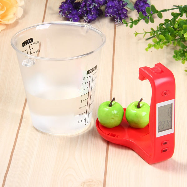 Hostweigh Measuring Cup Kitchen Scales Digital Beaker Libra Electronic Tool Scale with LCD Display Temperature Measurement Cups