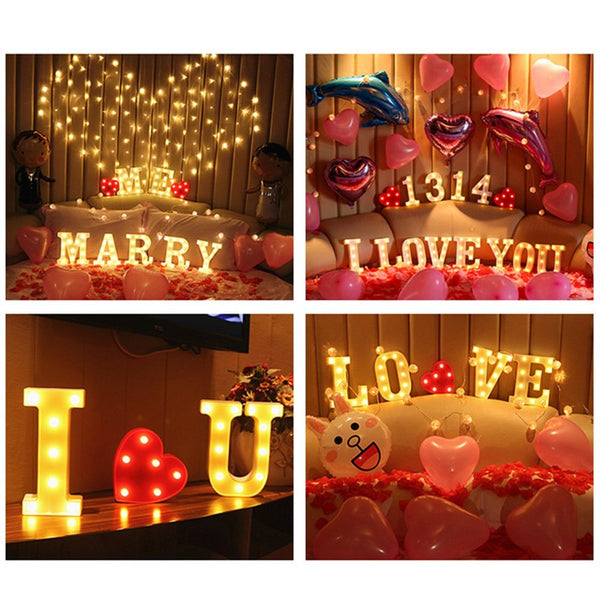 Luminous LED Letter Night Light English Alphabet Number Lamp Wedding Party Decoration Christmas Home Decoration Accessories