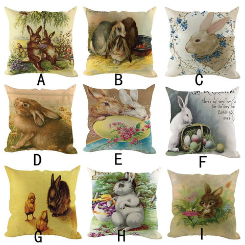 Easter Square Rabbit Cushion Cover