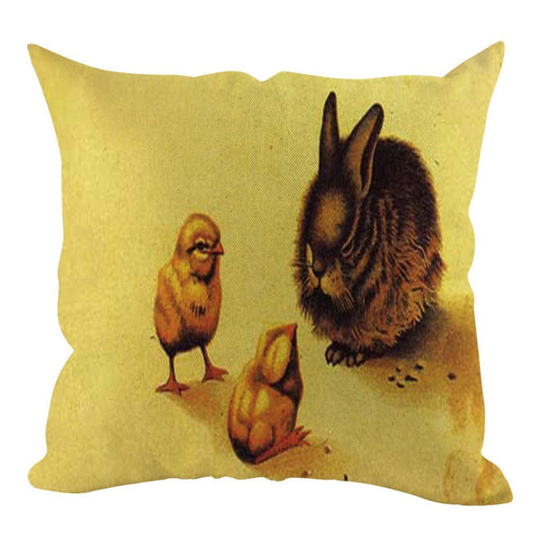 Easter Square Rabbit Cushion Cover