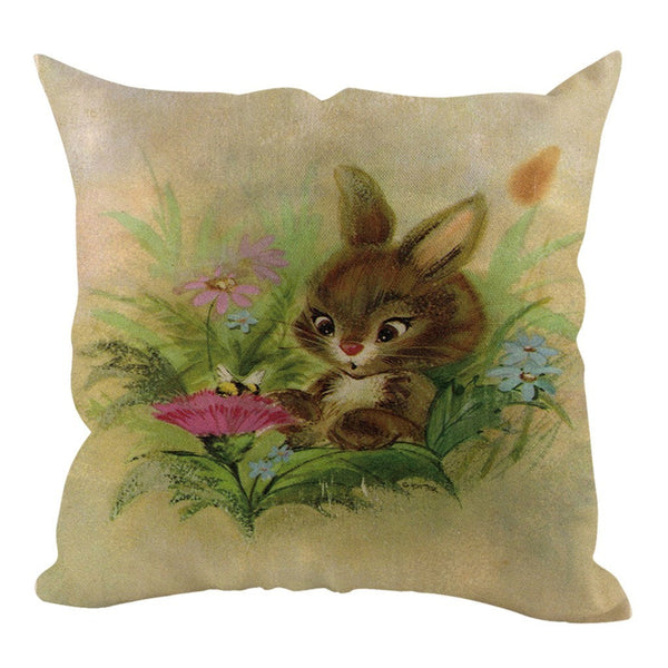 Easter Square Rabbit Cushion Cover