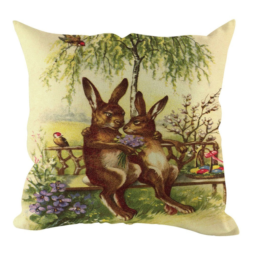 Easter Square Rabbit Cushion Cover