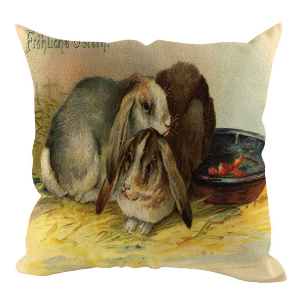 Easter Square Rabbit Cushion Cover